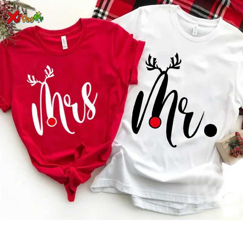 Christmas couple shirt couple matching set Mr./Ms. Christmas 2022 couple matching pajamas family couple gift T-shirt W241008