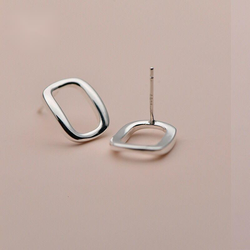 with temperament, , simple, plain sier hollow square earrings for women