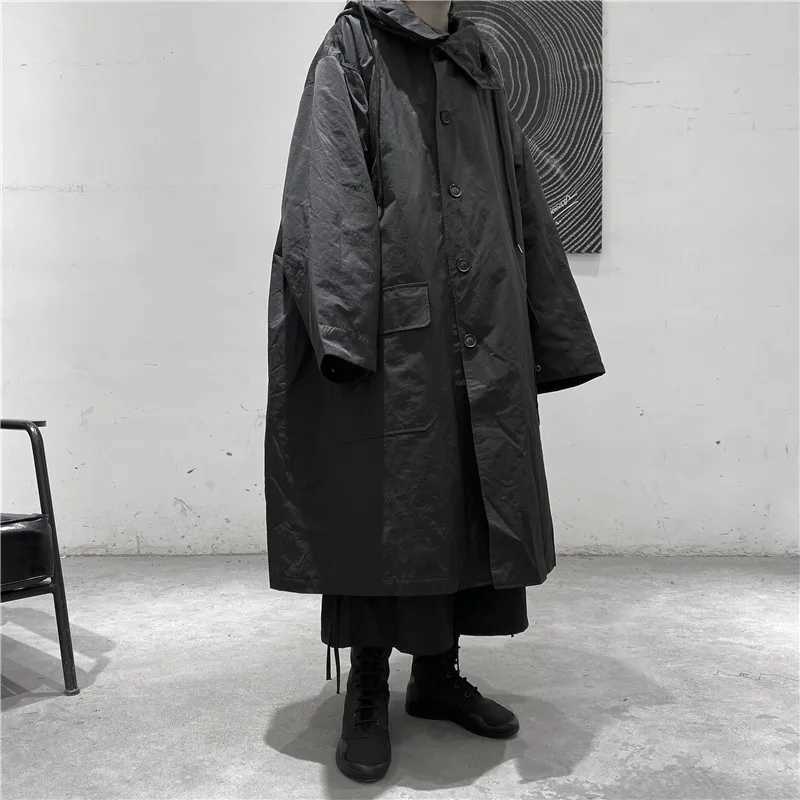 Mens mid length cotton windproof jacket black jacket windproof jacket fashionable 2021 new winter cotton jacket W241007