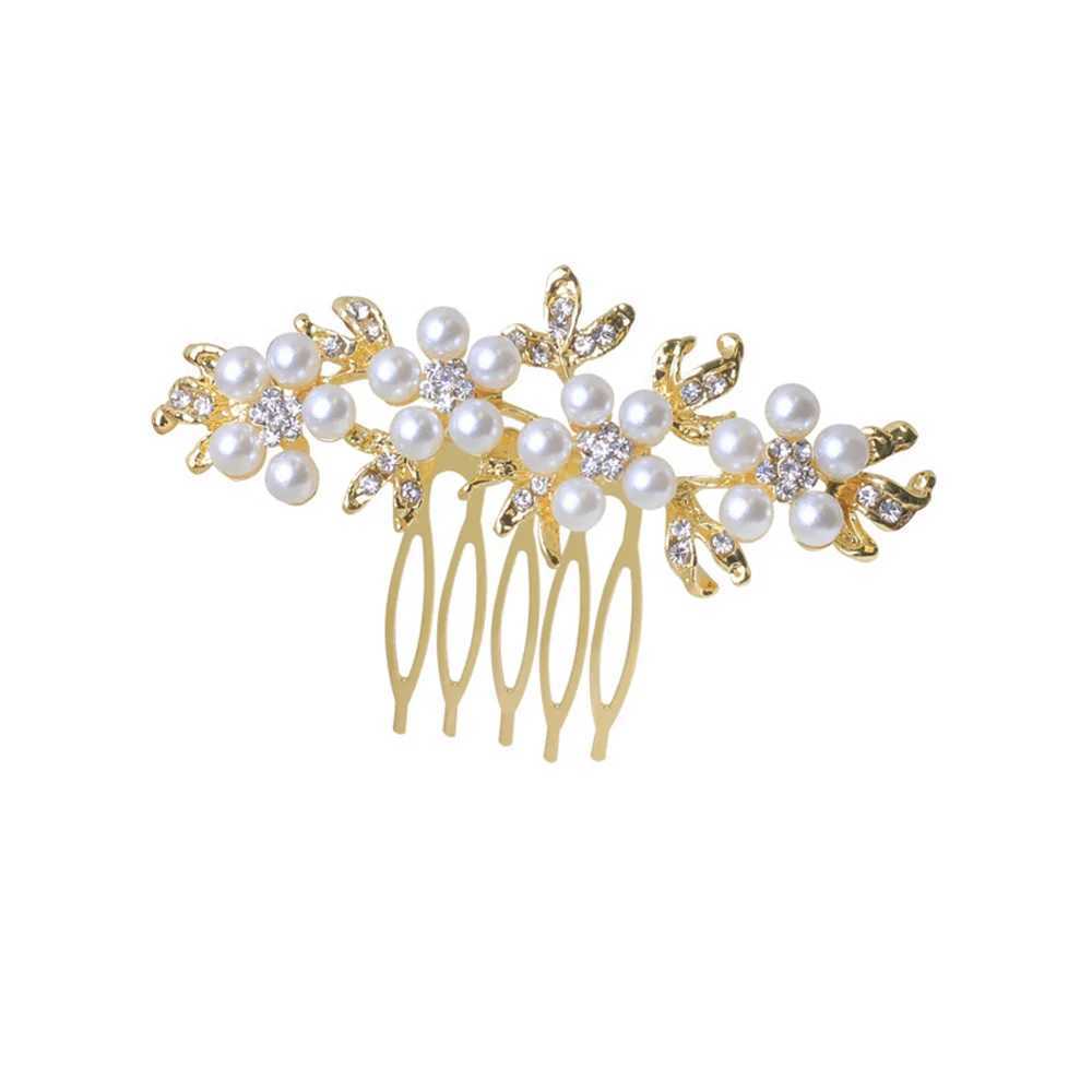 Pearl flower comb hair accessories hair side comb straight teeth hair side comb bridal veil comb W241007