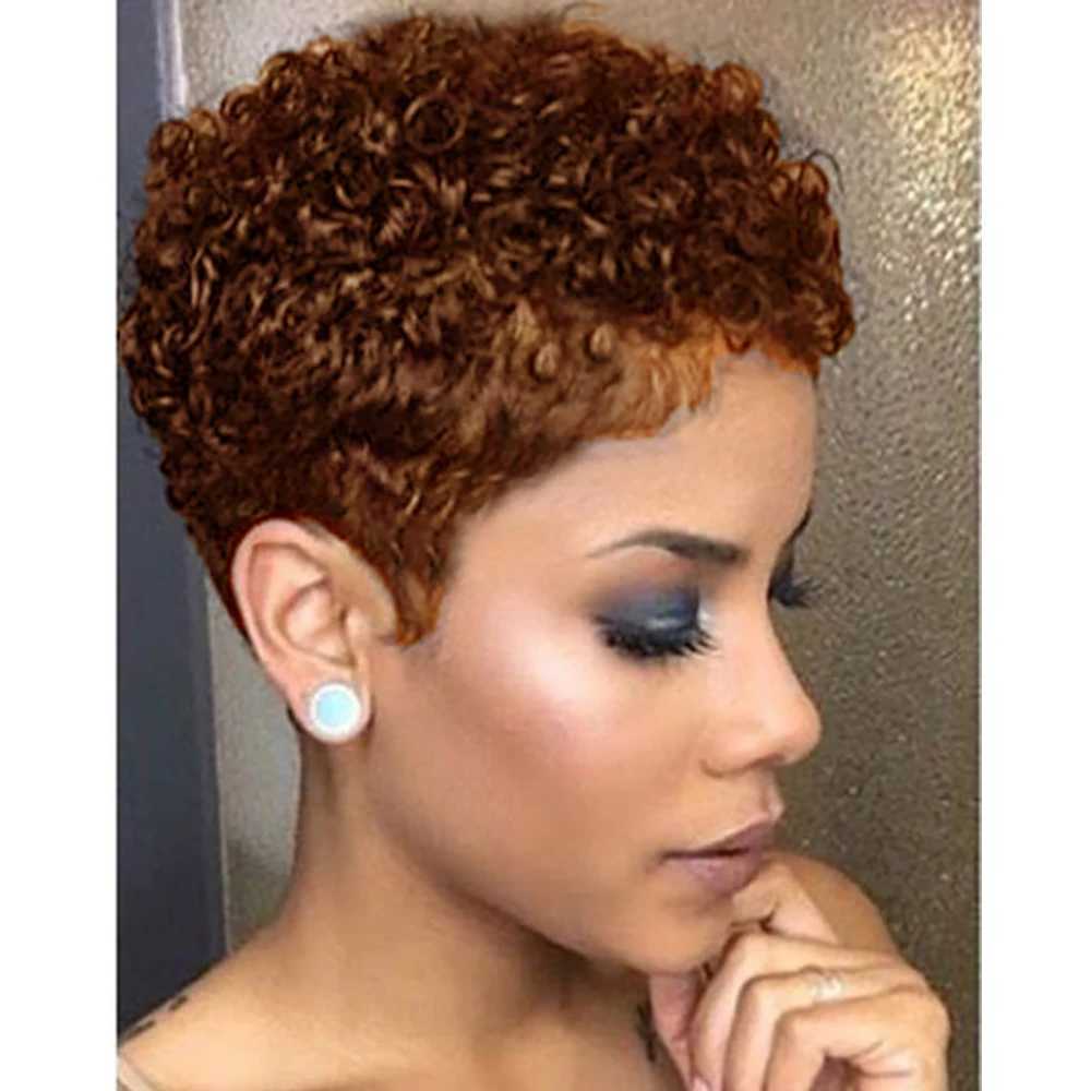 BeiSDWig Synthetic Short Afro Curly Wigs for Black Women Natural Burgundy Hair Wig Short Haircuts for WomenXJ241008