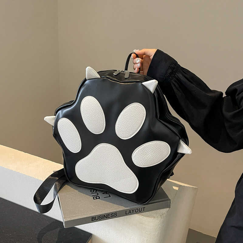 Bags Cartoon Bag Forest Sweet Girl Fashion Printed Large Capacity Personalized Cat Claw Backpack 241015