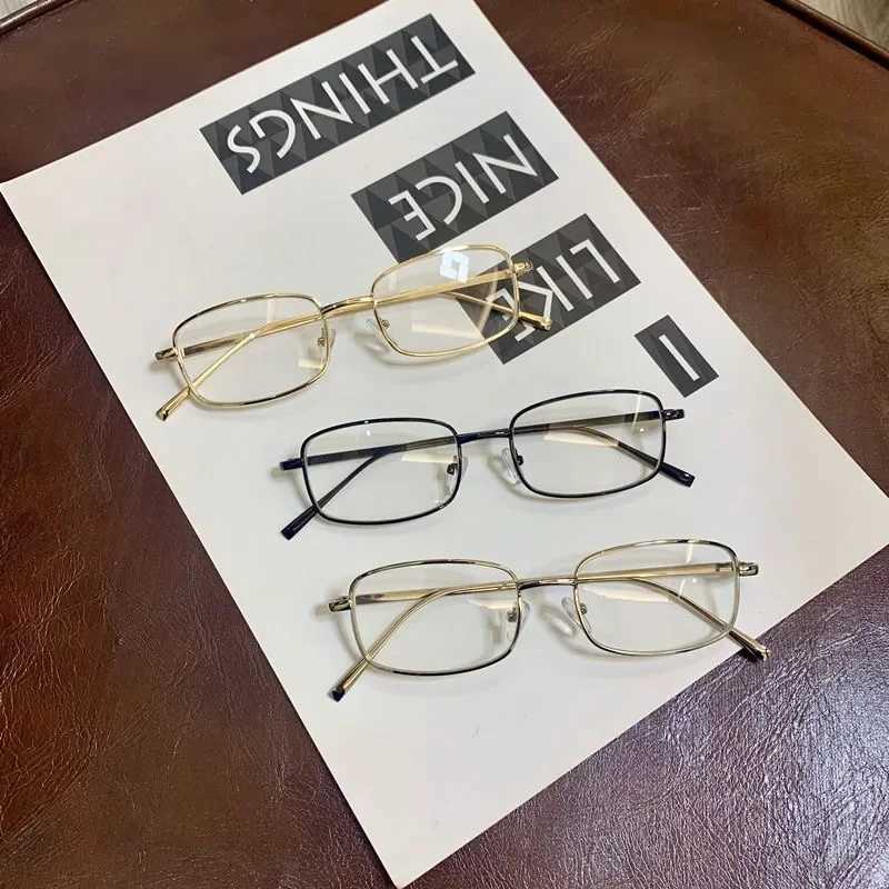Y2K Harajuku Small Square Frame Glasses Women Retro Metal Eyeglasses Clear Reading Spectacle Blue Light Blocking EyewearX241008
