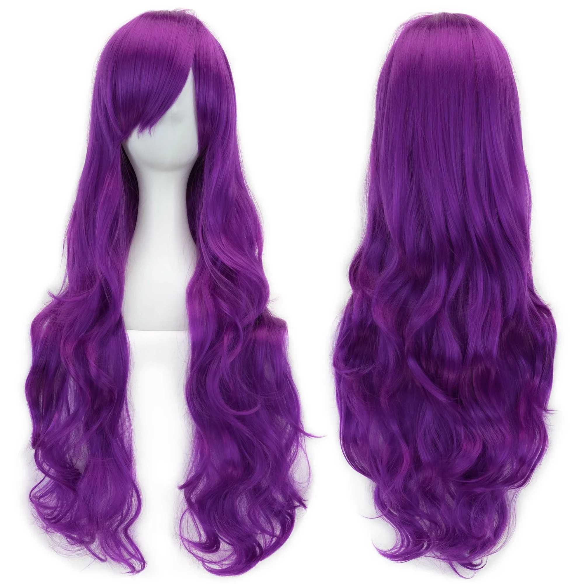 30 Colors Long Wavy Synthetic Hair Silver White Cosplay Wig with Bangs Colorful Halloween Costume Wigs for GirlsXJ241008
