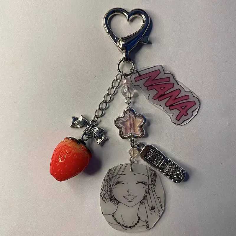 Handmade NANA Inspired Keychain Strawberry Lolita Bow KeychainX241008