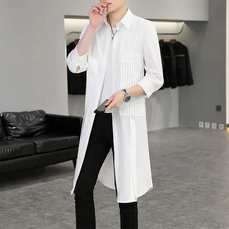 Summer thin mens zipper casual cardigan 7/4 sleeves cardigan jacket pocket decoration solid color open Korean style cardigan W241007
