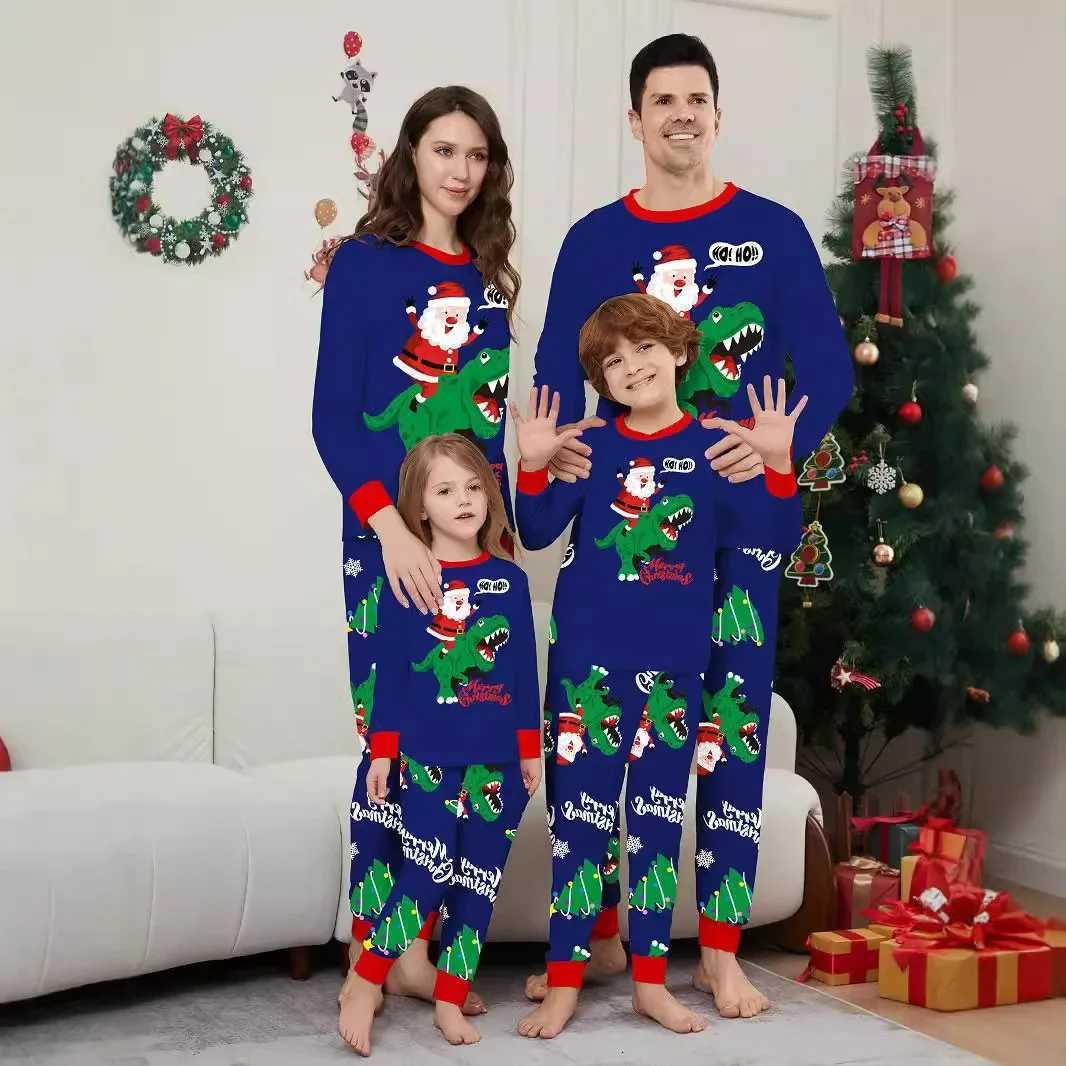 Merry Christmas 2024 Family Matching Set Santa Claus Printing Mom Dad Child Top+Pants Baby and Dog jumpsuit Christmas Pajama Set W241008