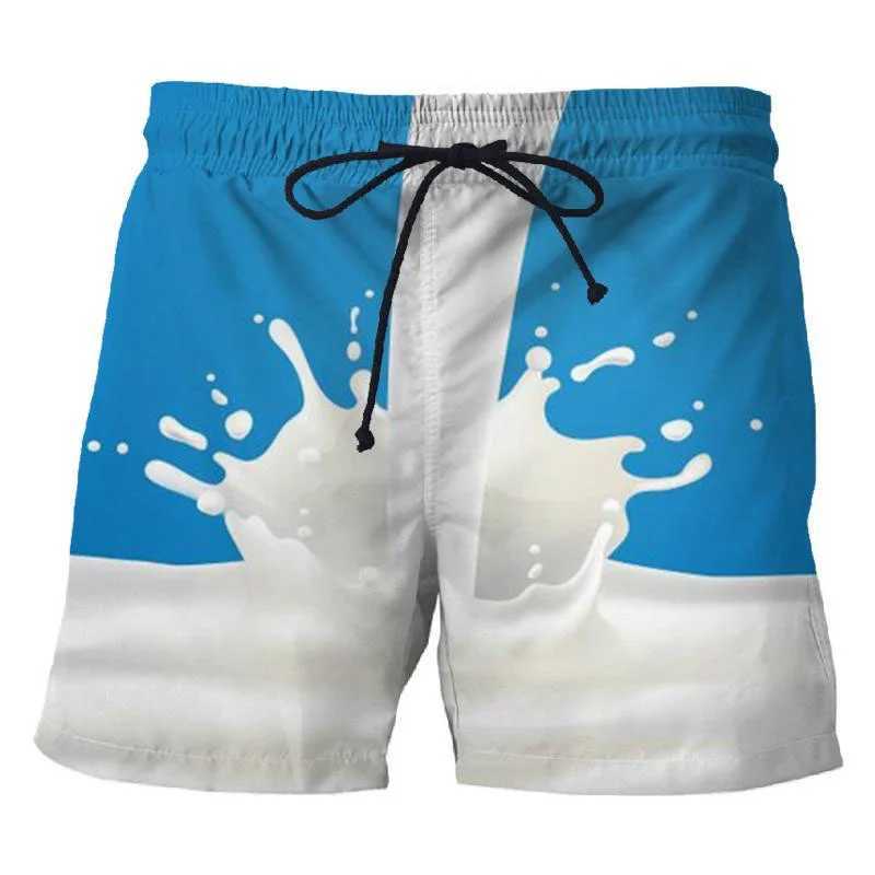3D printed beverage mens beer shorts fruit milk graphics cool sports swimming dry surfboard shorts summer beach shortsW240713