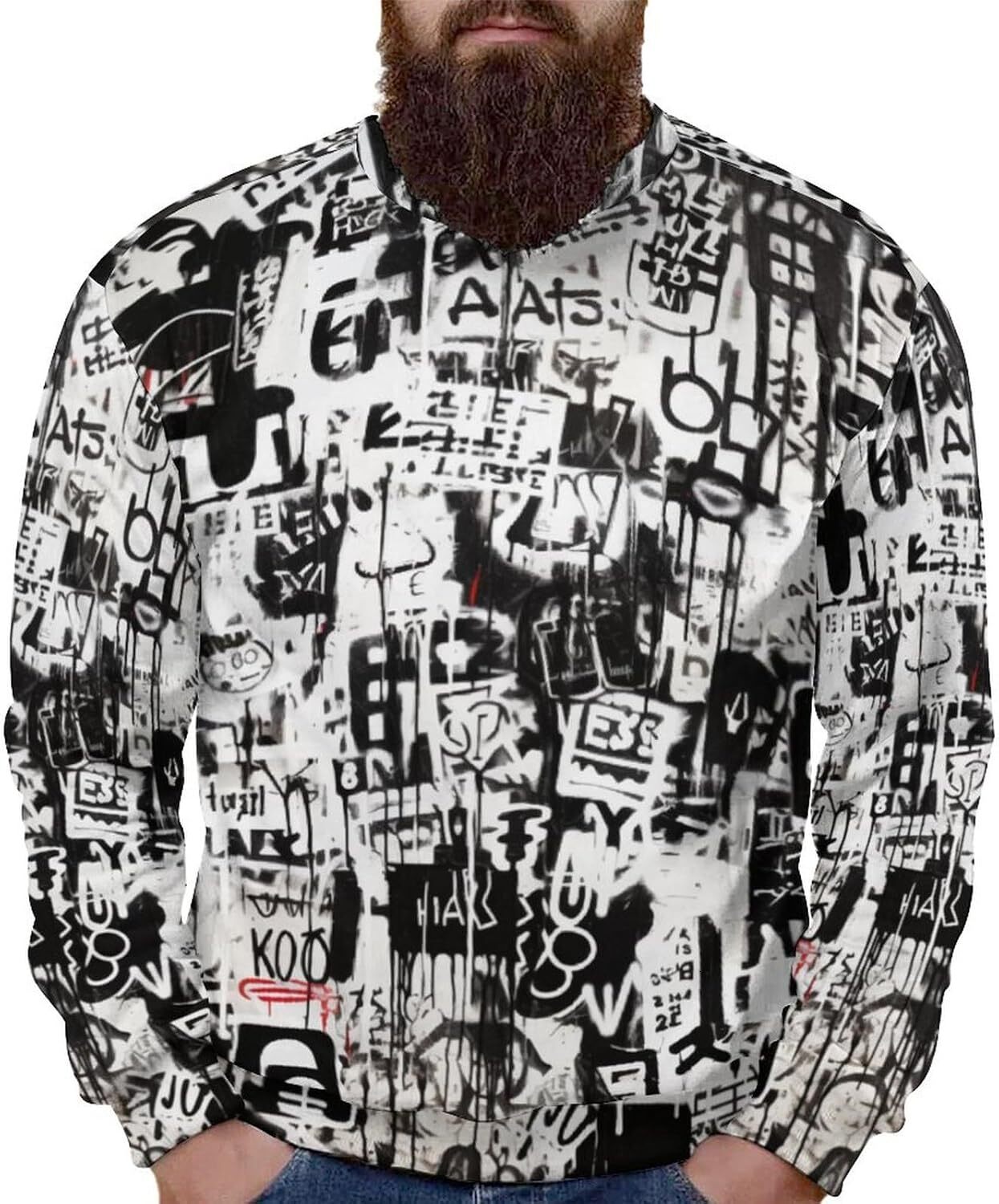 Long Sleeve Shirts for Men sweatshirt Men's Urban Streetwear Hip Hop Graffiti Long Sleeve Sweatshirt Crew Neck Pullover Activewear Streetwear Cas