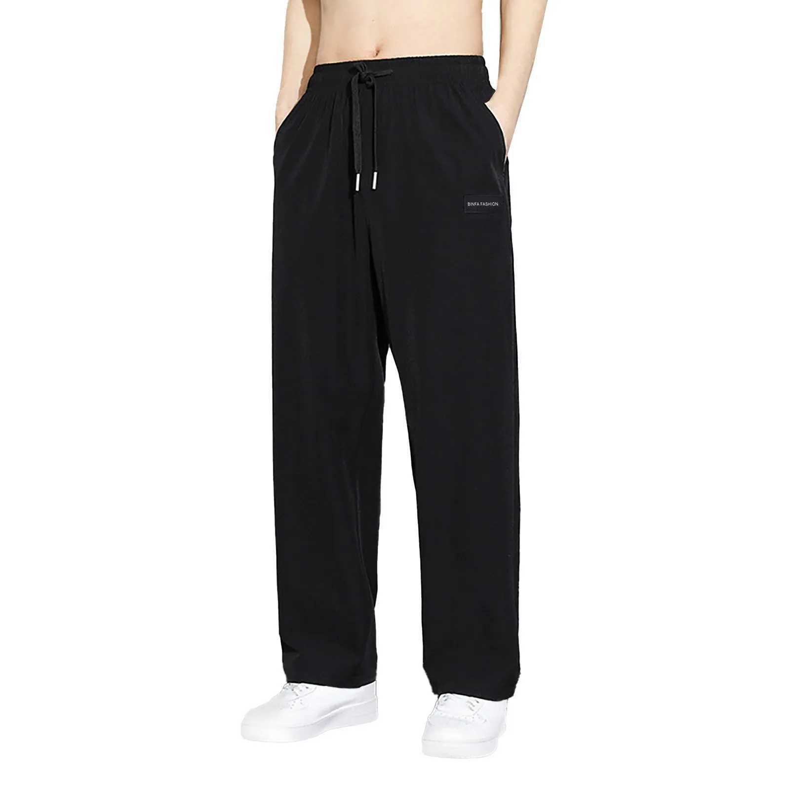 Mens Summer Casual Lace Up Pocket Solid Color Pants Mens Workout Training Pants h Band Athletic Fit Pants MenX241008