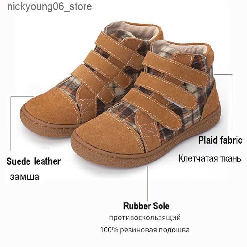 Boots PEKNY BOSA kids shoes leather boots barefoot shoes kids girl boots soft bottom stiching sole sneakers for boys size 25-35 L240910