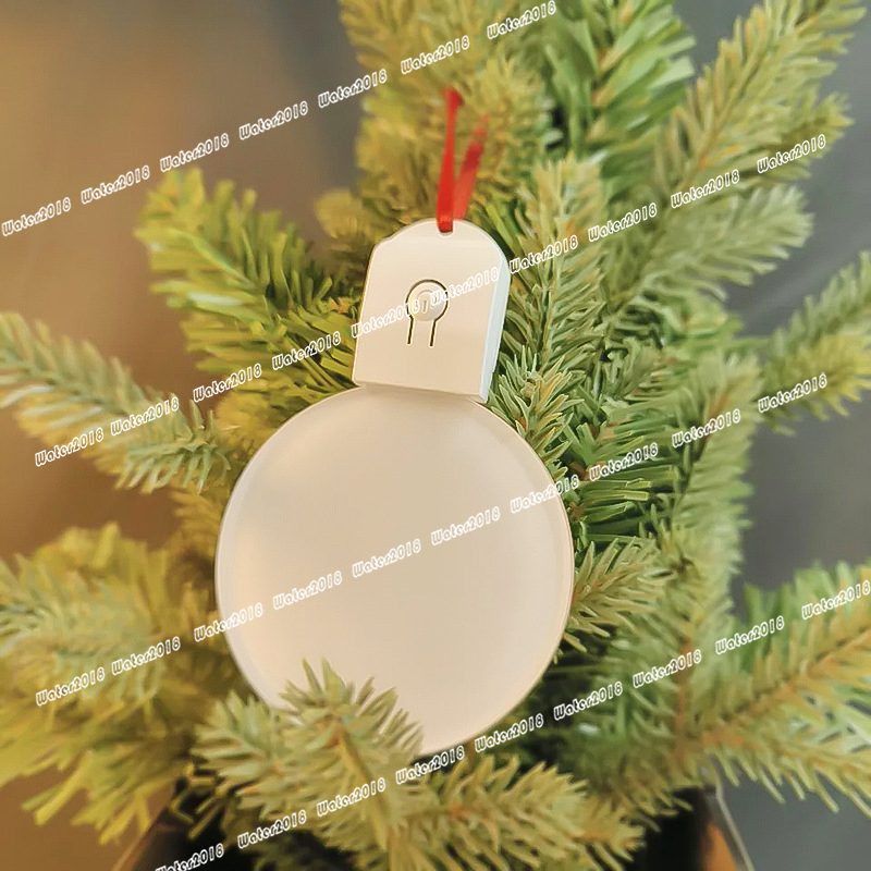 Sublimation Blank Christmas Ornament Bulb 7 Colors Changing Printing Acrylic Xmas Round LED light
