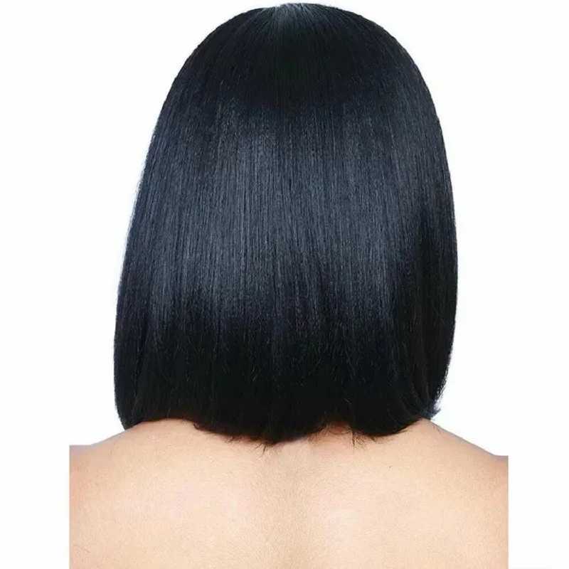 New wig womens midsection bangs midlength straight hair shoulder-length fashion synthetic fiber high-temperature silk wig setXJ241008