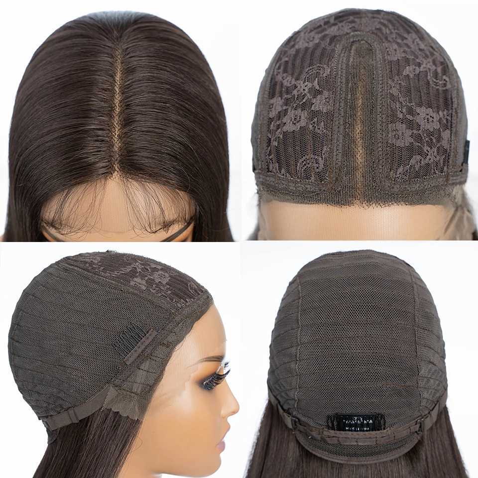 Synthetic Lace Front Wig For Black Women 30 inches Long Straight Middle Part Wig High Temperature Ombre Brown Cosplay WigsXJ241008