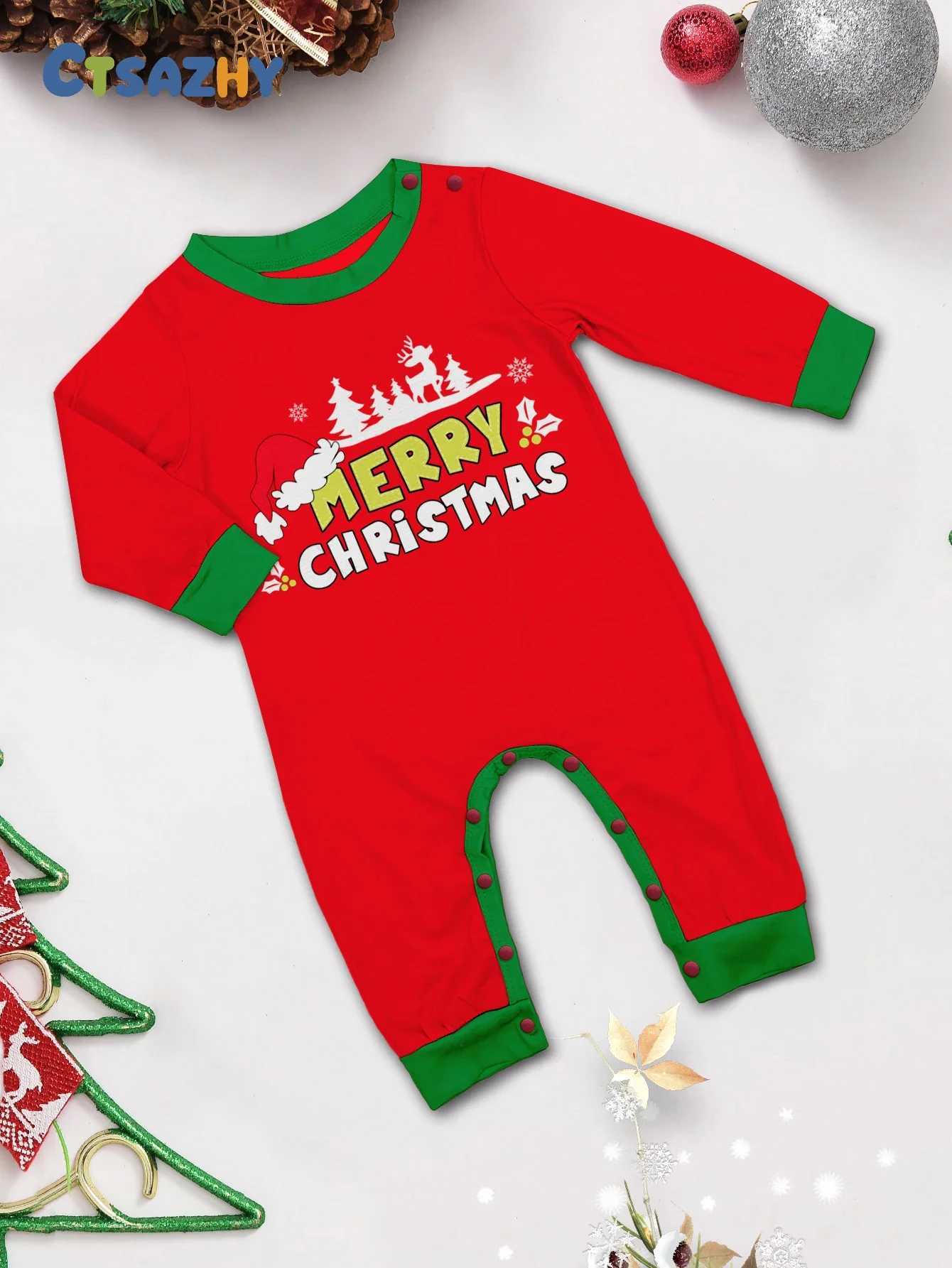 Merry Christmas Striped Print Pajamas Set Parent-child Matching Outfits Cute Soft 2 Pieces Suit Loungewear Xmas Family Look PjsXJ241008