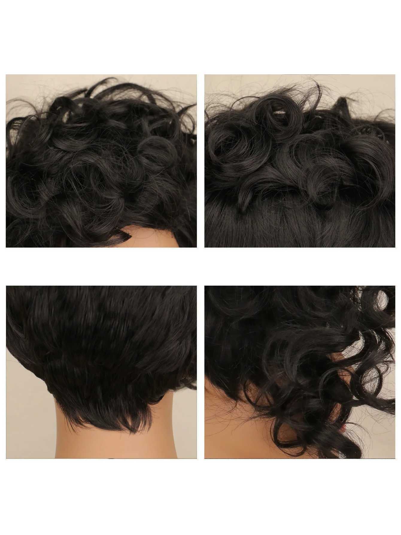 SuQ Short Curly Wig For Women Womens Short Hair Black African Synthetic Pixie Cut Cosplay Dance Party Curly WigsXJ241008