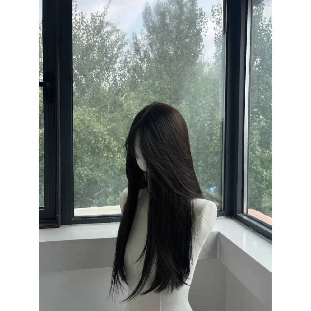 Ashely Black Wig for Women Long Straight Black Hair Lolita Cosplay Wigs for Daily Use School Life Heat Resistant Synthetic WigsXJ241008
