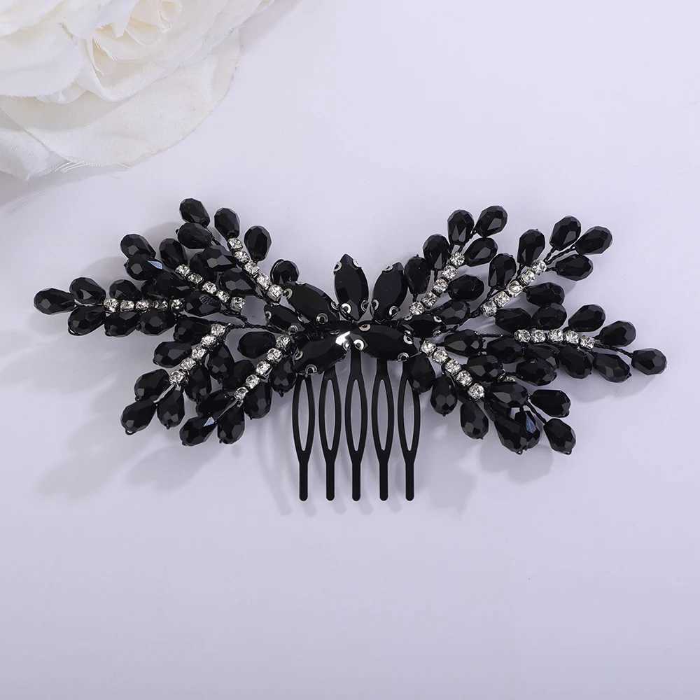 12 Color Crystal Hair Comb for Wedding Silver Rhinestone Handmade Bridal Headwear Red and Black Party Hair Accessories Jewelry W241007