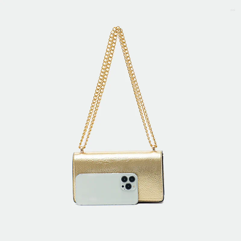 Drawstring Women's Litchi Leather Shoulder Bag With Chain Classic Gold New Clutch Cleanfit Style Sold Color Mirror Purse For Party Wholesale