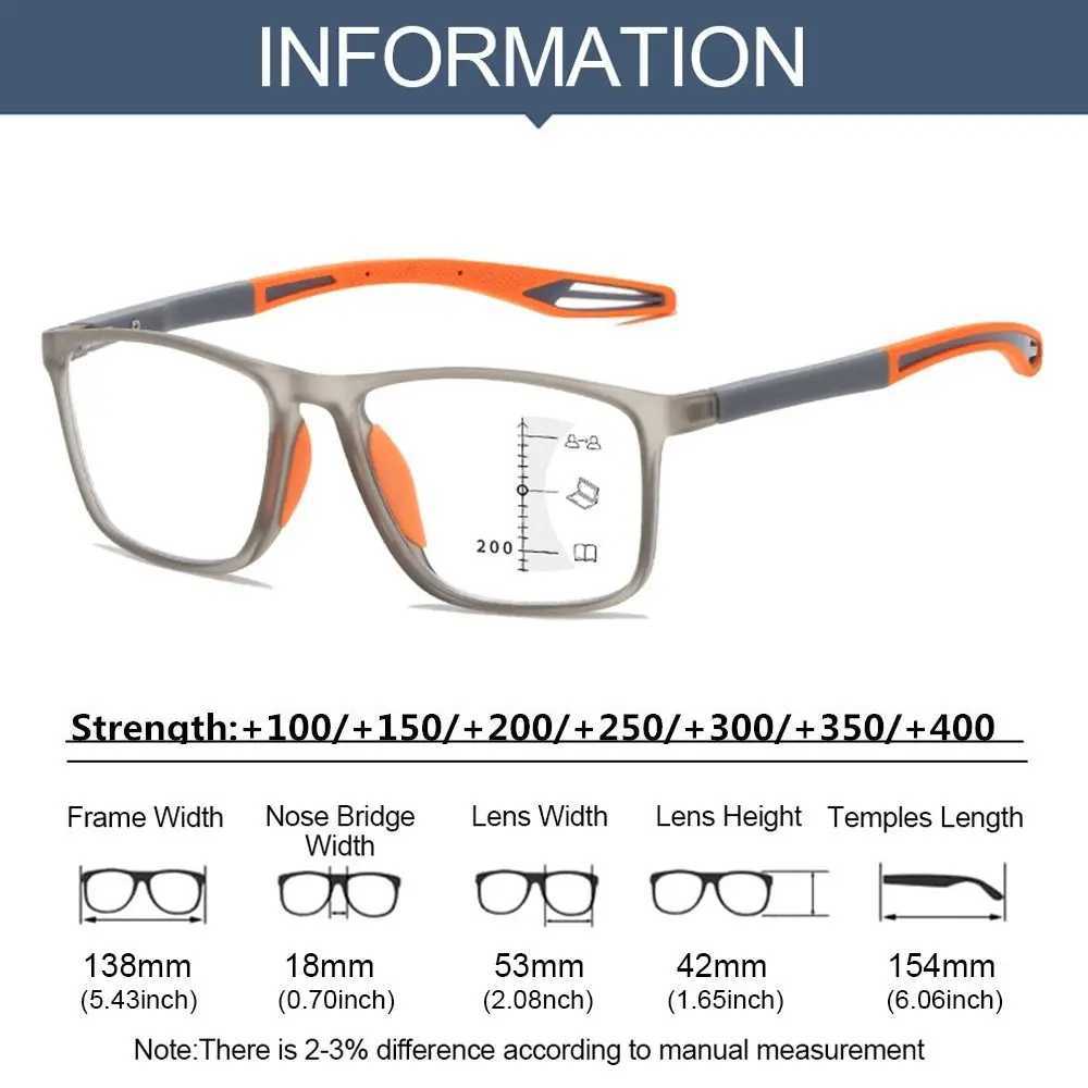 Multifocal Progressive Reading Glasses TR90 Frame Men Women Anti-blue Light Sports Eyeglasses Ultralight Bifocal PresbyopiaX241008