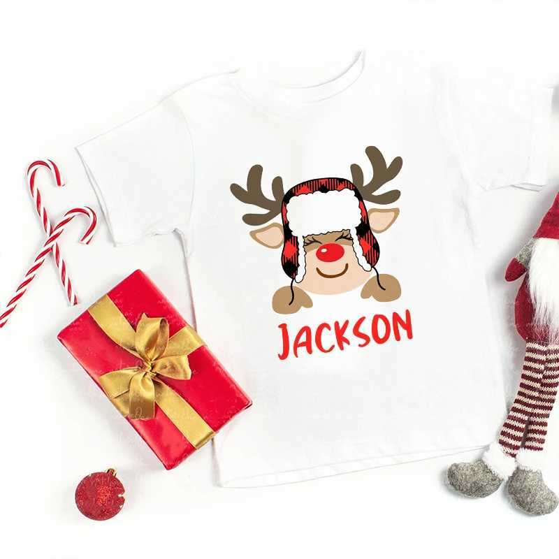 Personalized Christmas Family Matching Clothing Customized Deer and Mother Father Childrens T-shirt Christmas Family Clothing Top T-shirt W241008