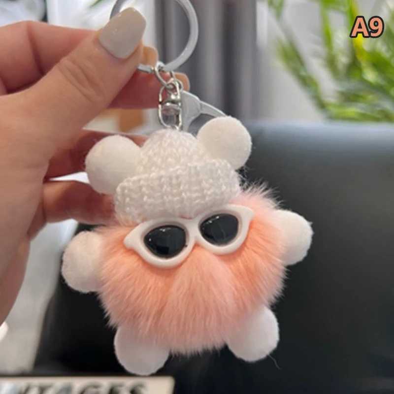 Mini Rex Rabbit Keychain Fluffy Key Chains Trinkets Pom Keychain Trinket Pompons KeychainsX241008