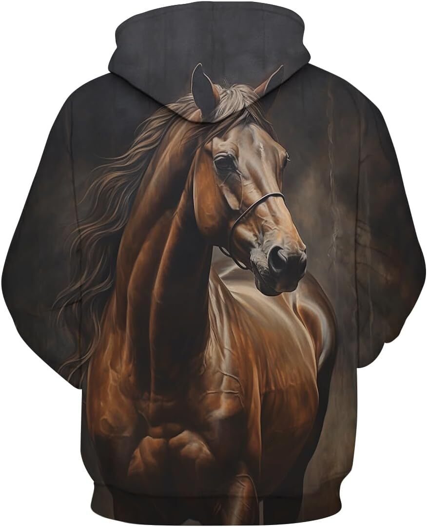 Hoodie for Mens Womens Novelty Horse Hoodie 3D Funny Animal Pattern Cool Long Sleeve Hoodies Pullover For Men Graphic Hoodies sweatshirt cool fashion