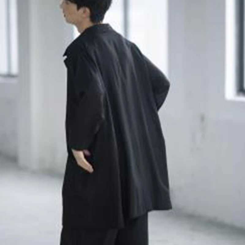 Mens black windproof summer new casual jacket mens thin long sleeved jacket mens black slim fit casual simple mens retro W241007