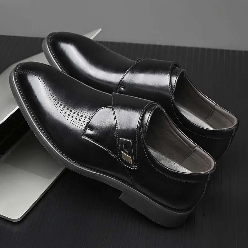 High Quality British Velcro Work Business Casual Formal Wear Slip On Baita Leather Shoes For Men