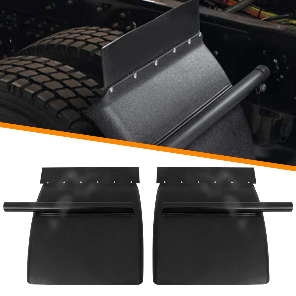 Semi-Trailer Protective Fender Set Durable 24'' Square Black Plastics Including Mounting Accessories (Pair)