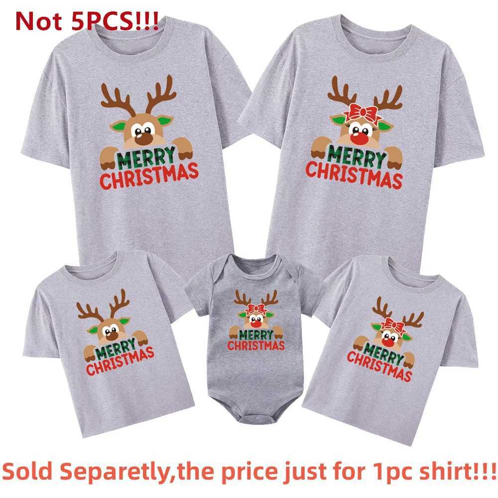 New reindeer Christmas happy print family matching shirt cotton appearance for parents and children holiday Christmas T-shreds New Year set W241008