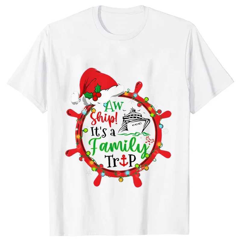 Family Christmas Parade Party T-shirt unisex childrens top matching family vacation clothing O-neck short sleeved T-shirt W241008
