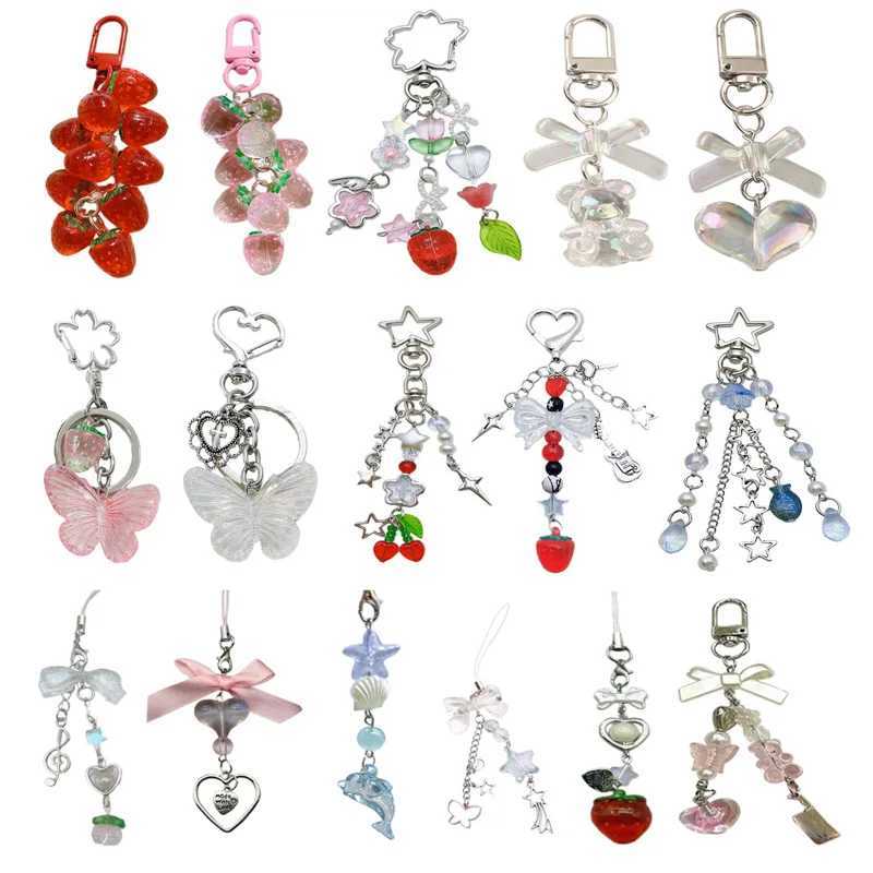 Strawberry Pendant Keychain Delicate Fruit Pendant Keyring Mobile Phone Pendant Strap Lanyard DIY BackpackX241008