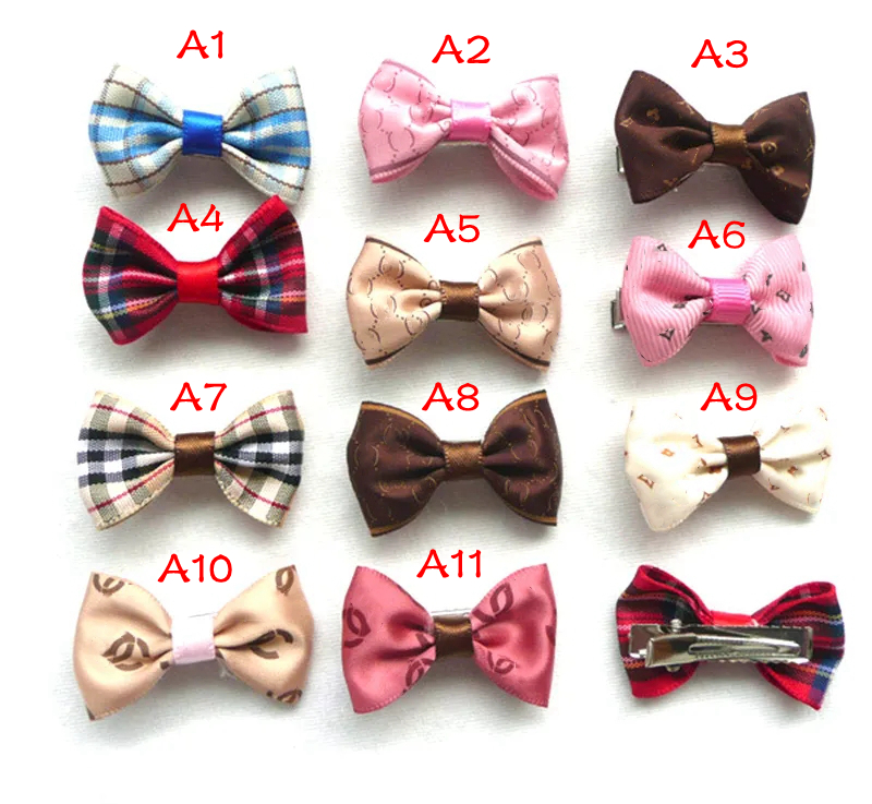 free shipping Bow Hairpin Handmade Designer with Clips for Cat Kitten Puppy Schnauzer Poodle Yorkie Grooming Products Pet Hair Bows Dog Accessories 16