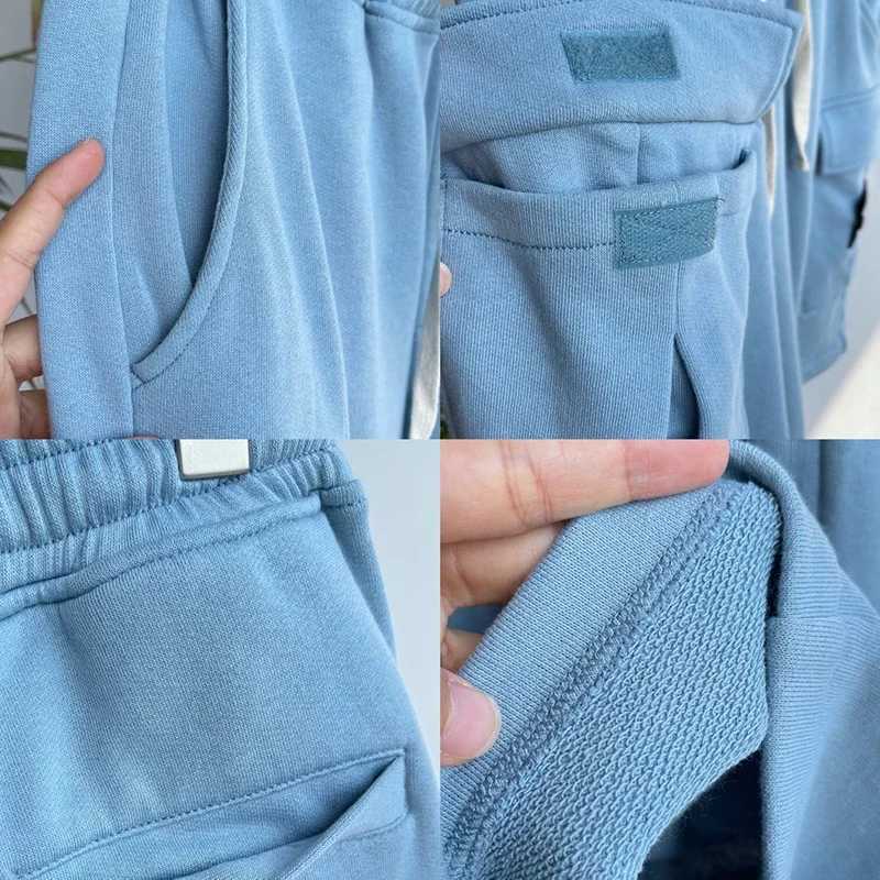 2023 New Spring Embroidered Knitted Shorts Mens Brushed Multi Pocket Loose Casual Shorts Casual Shorts Casual Cargo ShortsW240713