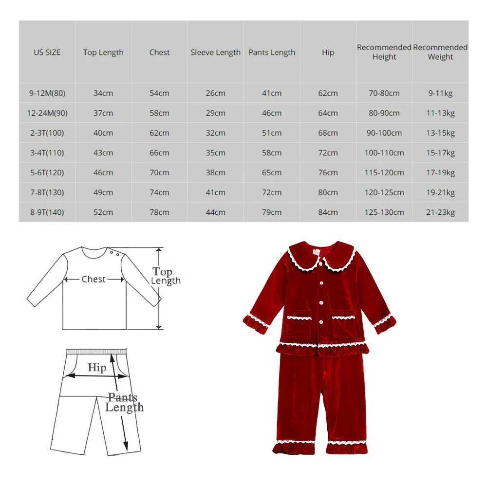 2024 Baby Red Velvet Christmas Pajamas 9M-9T Boys and Girls Dress Set Robe Family Matching Christmas Clothing Support Customized Clothing W241008