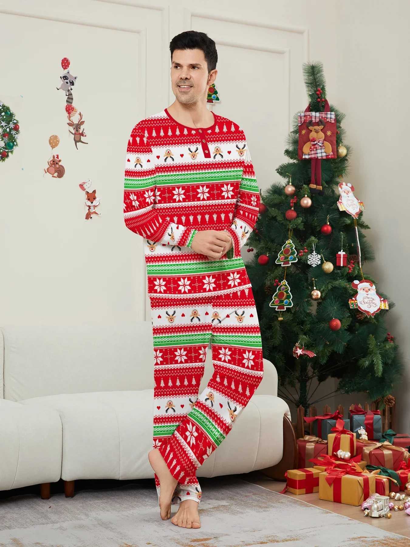 New 2024 All Over Print Parent-child Matching Outfit Christmas Pajamas Set Long Sleeve 2 Pieces Suit Baby Romper Family Look PjsXJ241008