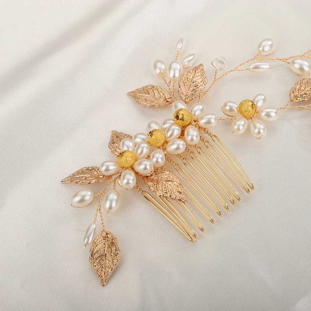 3-Color Bridal Hair Accessories Wedding Bridal Head Pearl Hair Jewelry Rose Gold Silver Hair Company Womens Fashion Head W241007