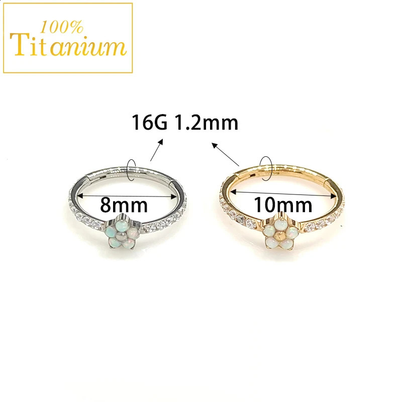 G23 Piercing Hoop Opal Zircon Earrings Septum Nose Ring Tragus Helix Clicker Body Jewelry Cartilage Conch Daith Percing 241007