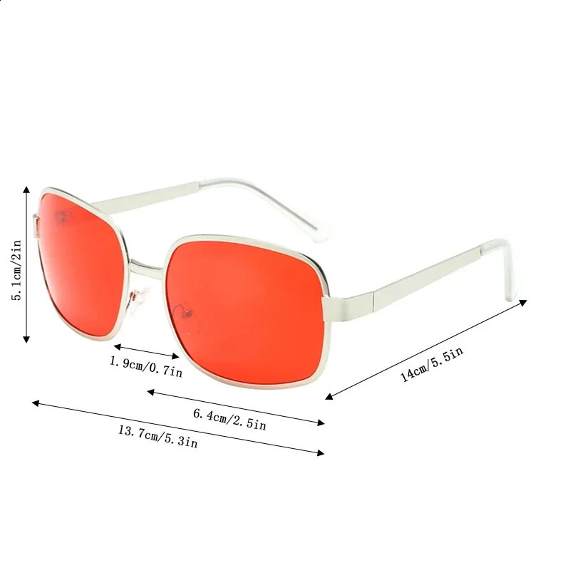 Red Fashion Square Circle Sunglasses for Men and Women Alloy Frame Glasses for Beach Tourism 241007