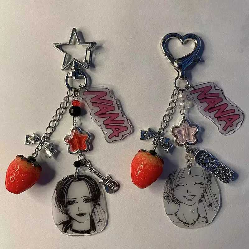 Handmade NANA Inspired Keychain Strawberry Lolita Bow KeychainX241008