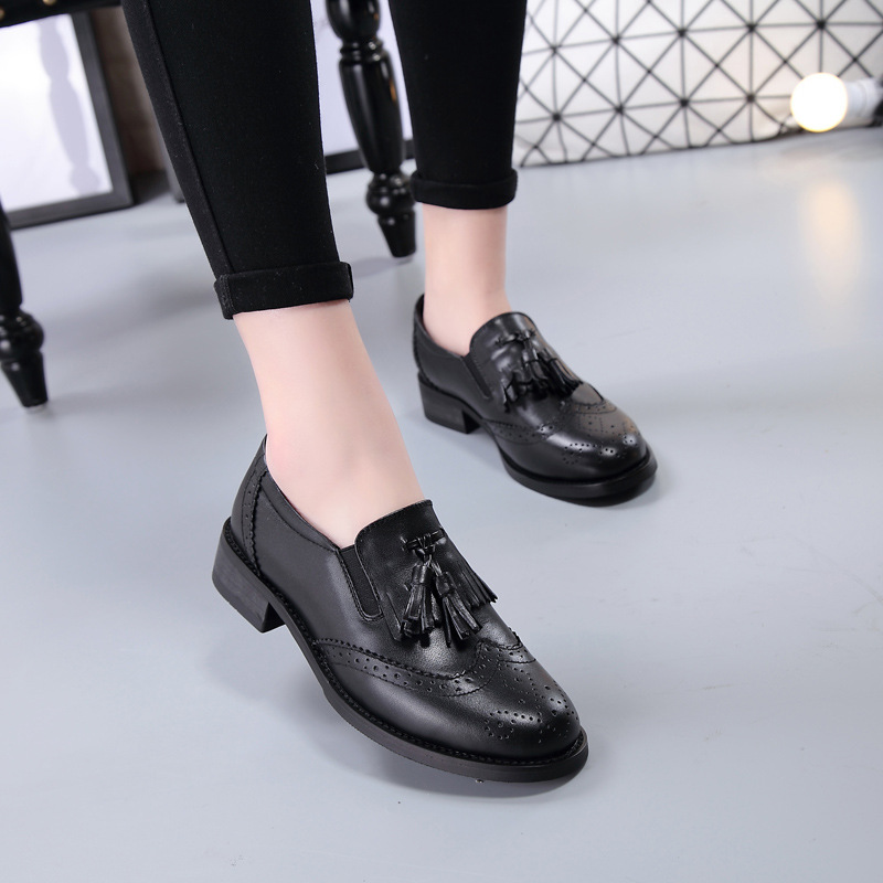 British style Brock tassel carving retro hundred with college style European station footwear professional small leather shoes female