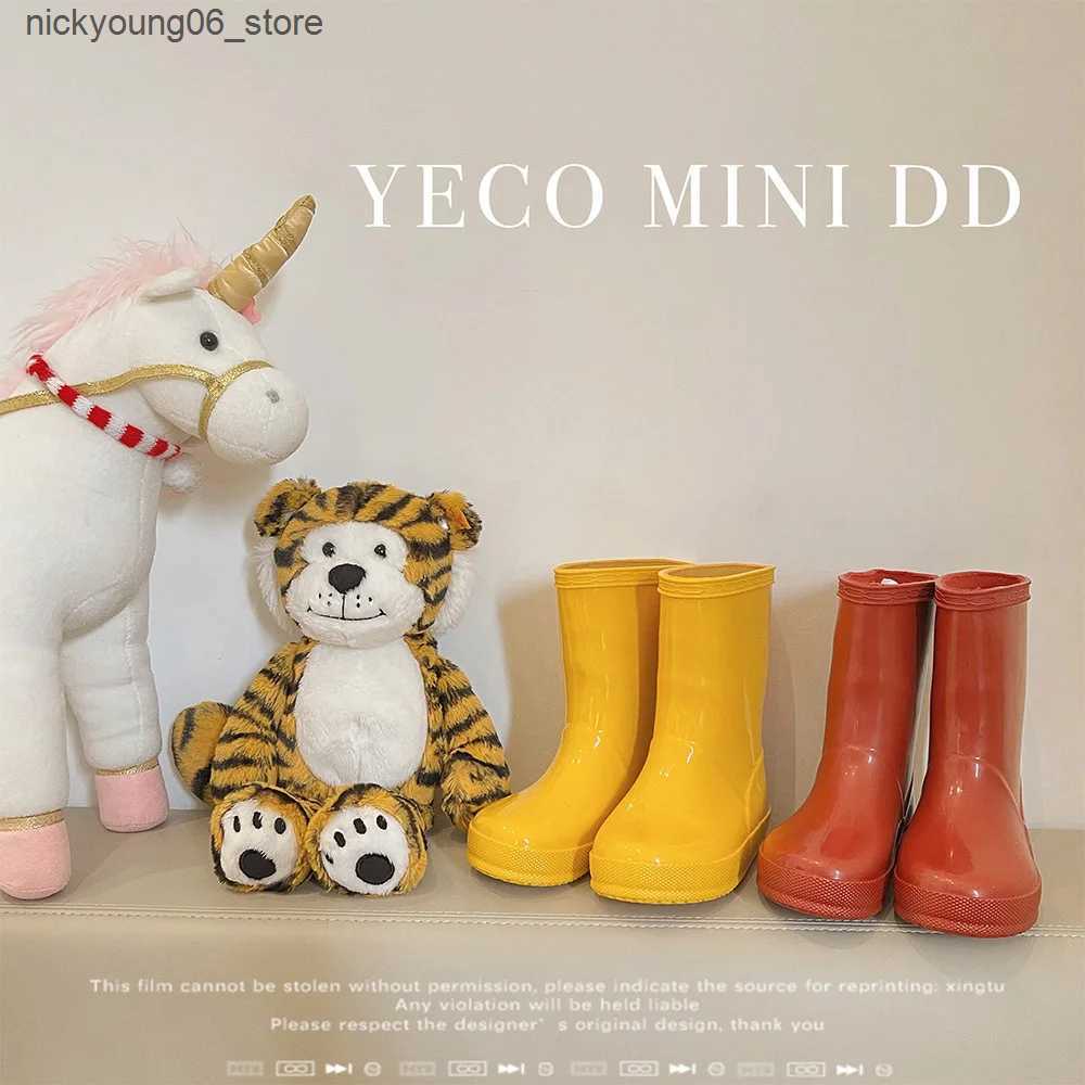 Boots 2023 Spring Summer New Childrens Rain Shoes Cute Cat Little Baby Rain Boots Boys Girls Medium Waterproof Boots Beach Shoes L240910