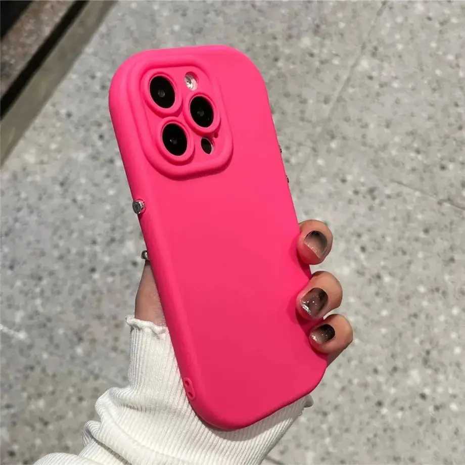 Luxury Case Candy Color soft silicone phone case suitable for iPhone 16 Pro Max 15 14 13 12 11 Plus X XS XR shock-absorbing bumper lens protective cov