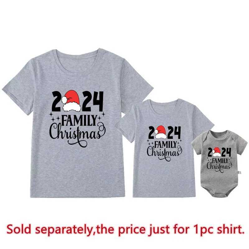 2024 Family Christmas Shirt Cotton Family Matching Set Mom Dad Child T-shirt Baby Pants Matching Pajamas Christmas Clothing Gifts W241008