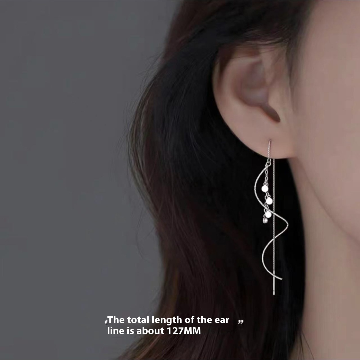Pure sier needle wave light earrings, female 2024 new niche design summer earrings