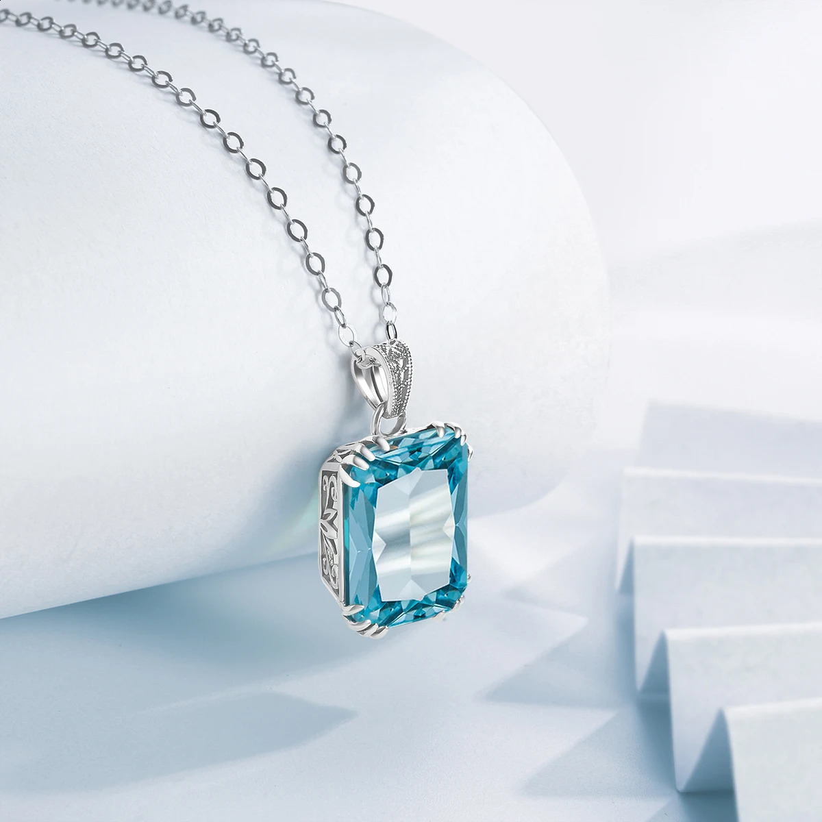 Silverchakra 925 sterling silver necklace womens aquamarine necklace pendant exquisite jewelry decoration 240925