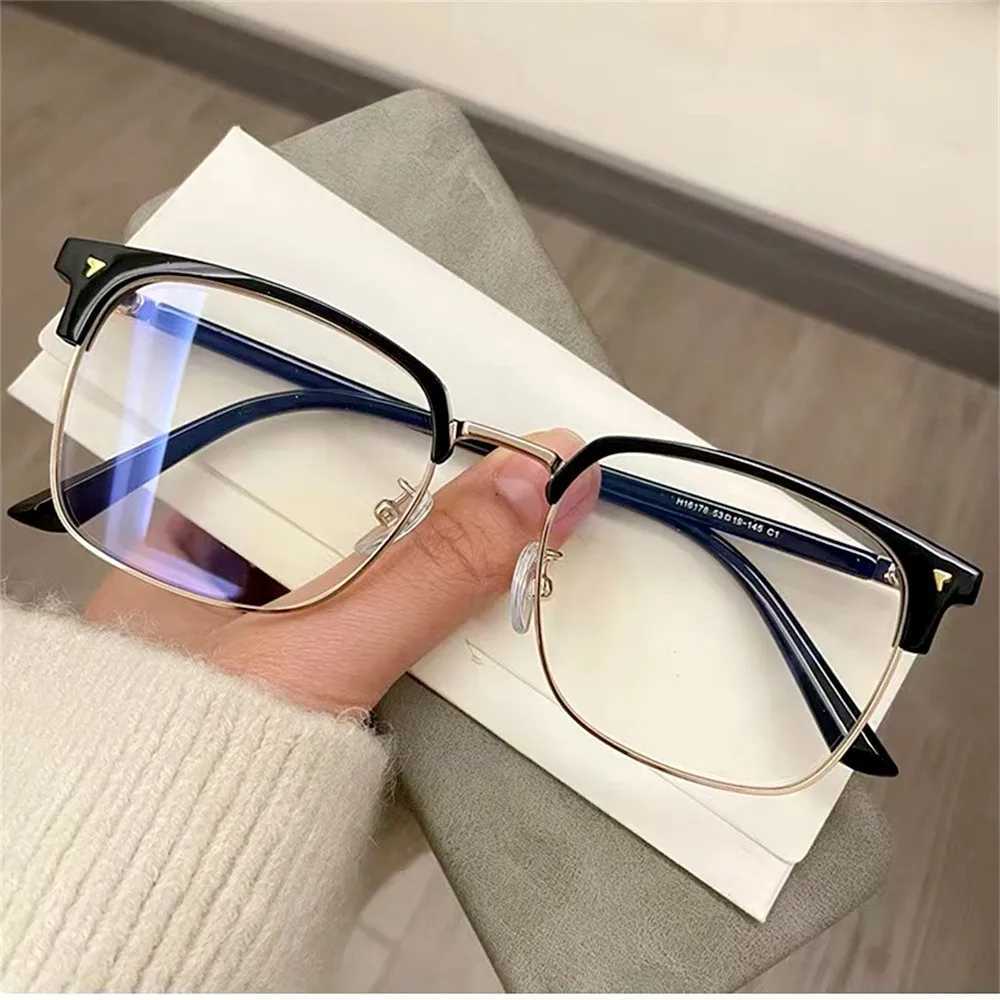 Semi Rimless Computer Clear Glasses Classic Anti Blue Light Blocking Glasses Men Women Square Ray Filter Eyeglasses Frame GoggleX241008