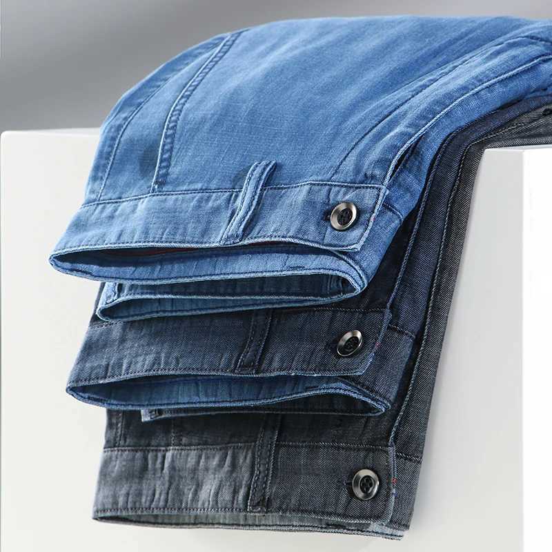 Classic Summer Mens Business Cowboy Shorts Lyocell Fabric Straight Fit Elastic Shorts Mens Brand High Quality Black BlueW240713