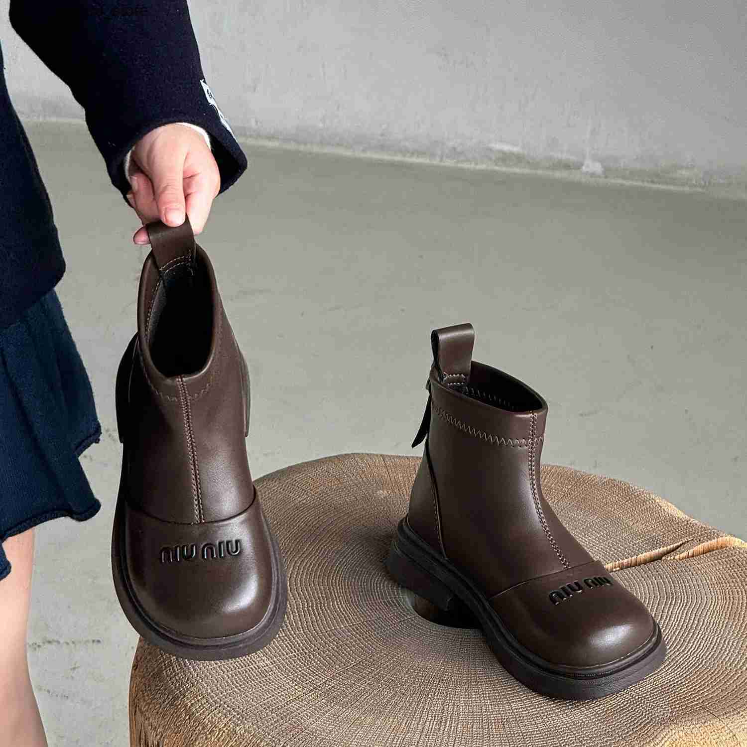 Boots Childrens Boys Girls Round Toe Zipper Platform Rubber Leather Autumn Boots Kid Toddler Fashion Soft Sole Princess Boots L240910